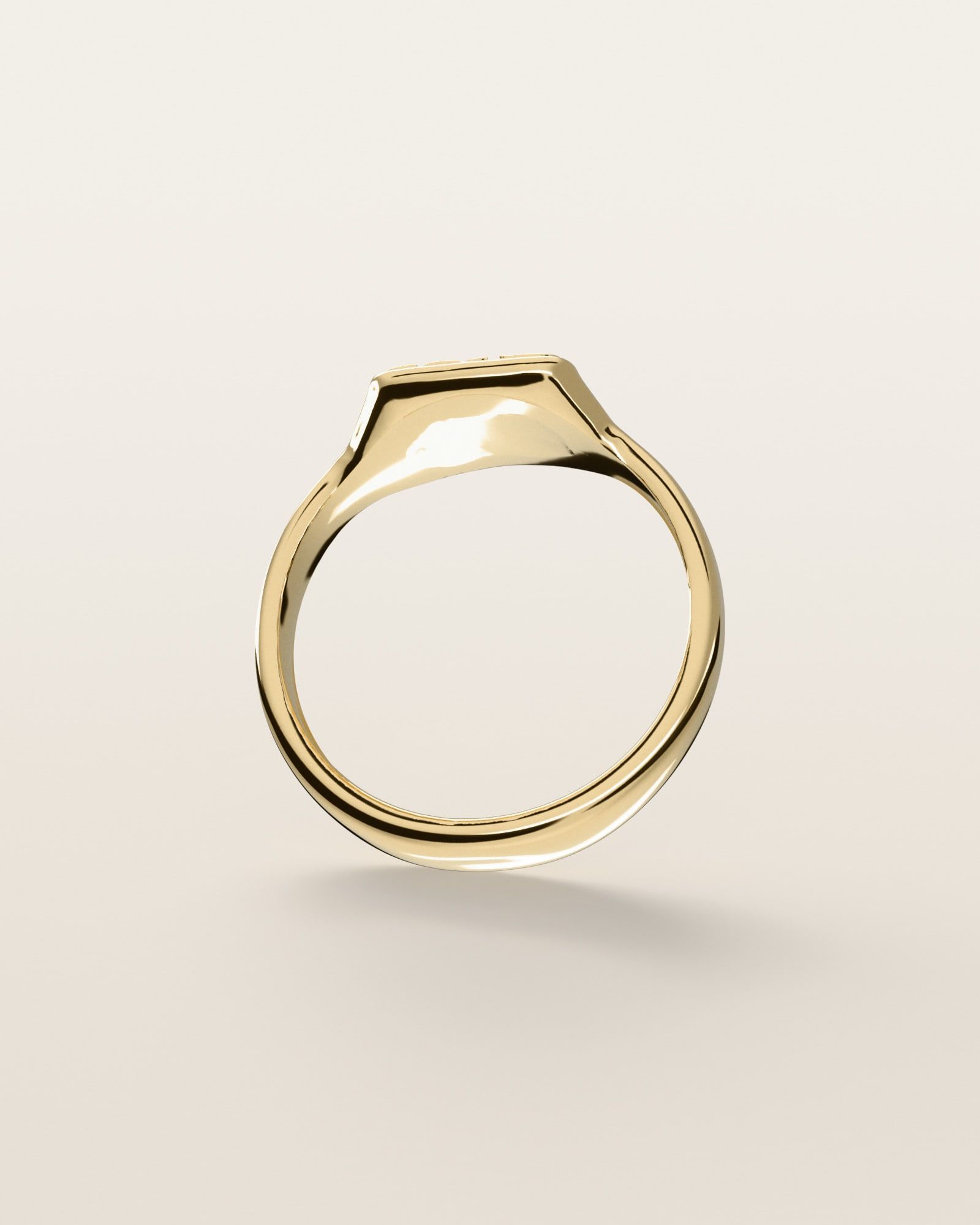 No. 430 Signet S nugget ring, underside, the inside of the band, 14K yellow gold, rendered from the production 3D file