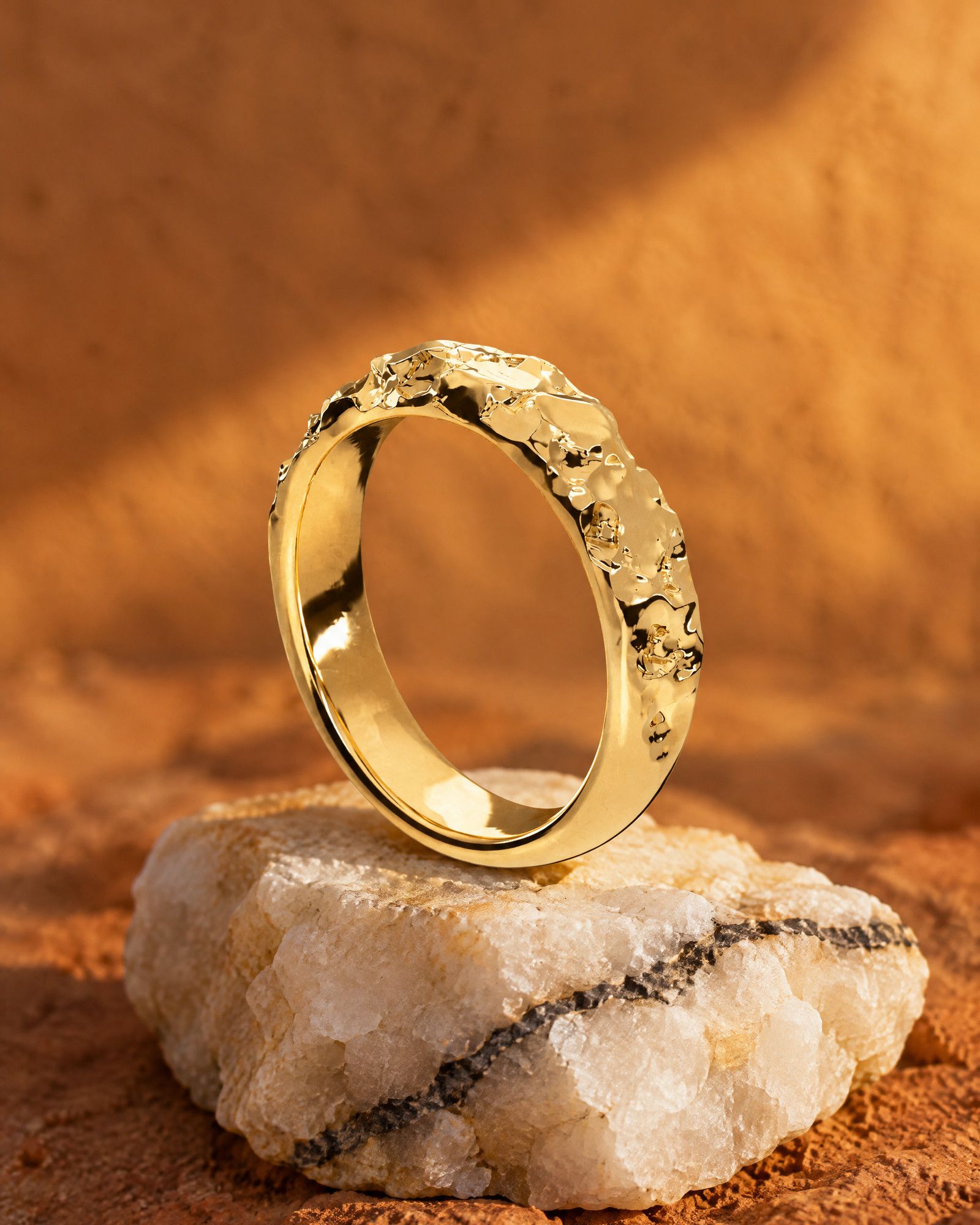 No. 024 Slim nugget ring, still life, 14K yellow gold
