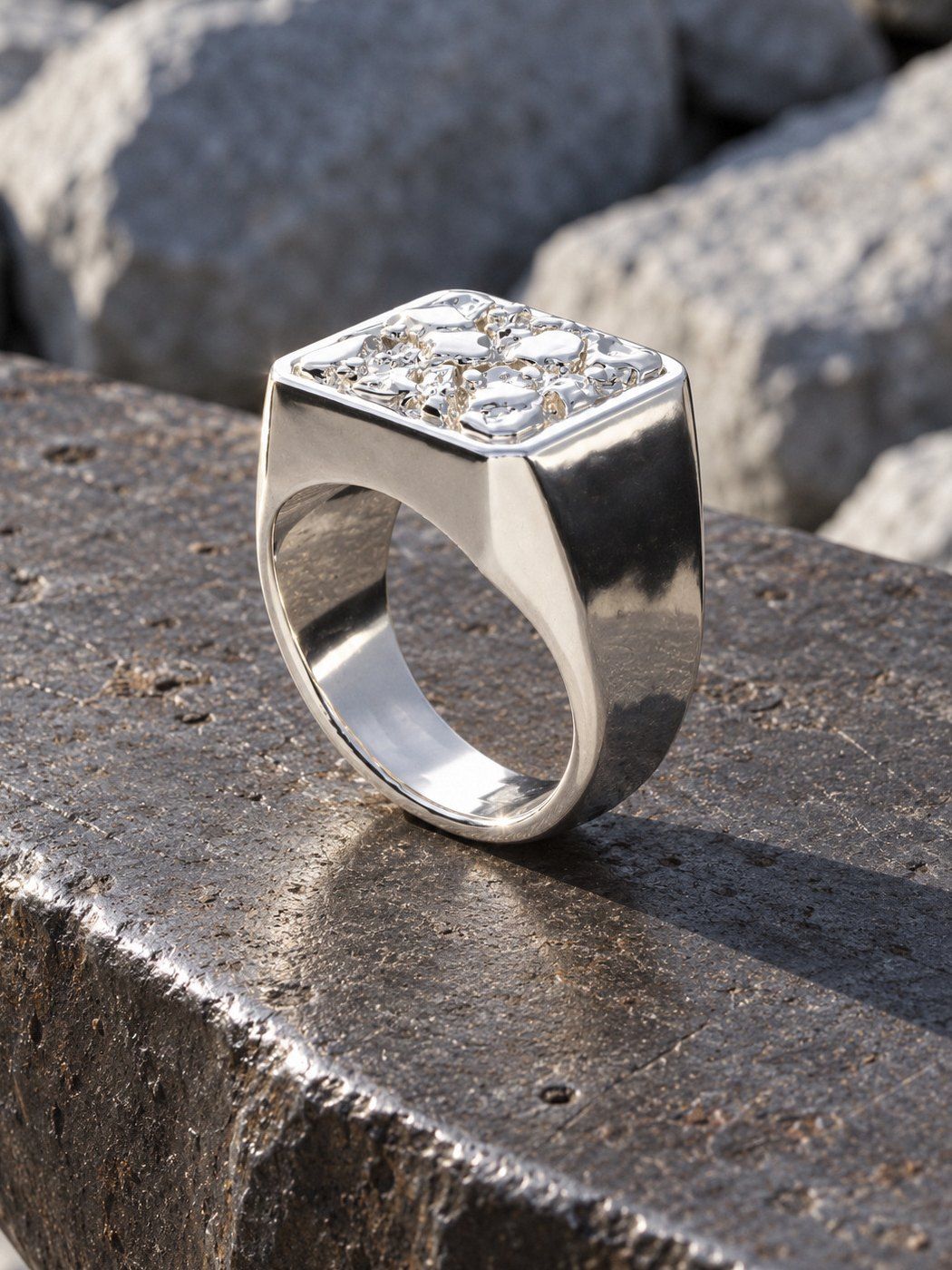 Anvil No. 501 in sterling silver, still life on dark stone
