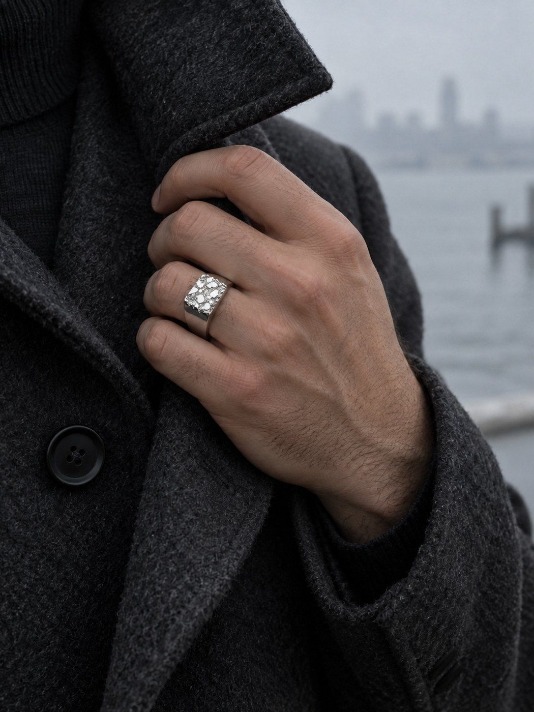 Bullion No. 502 in sterling silver, worn on the hand